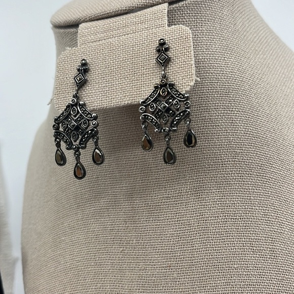 Vintage Marcasite Sterling Silver Chandelier Earrings by Suspicion  ✨ - Picture 3 of 12